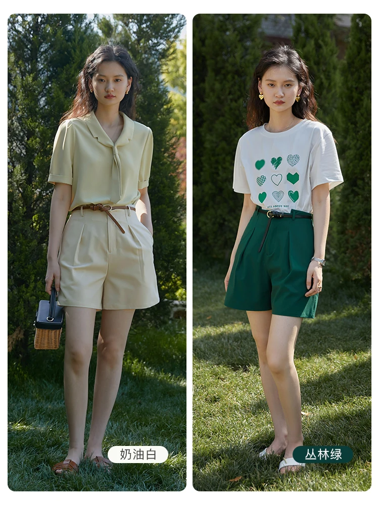 ZIQIAO High-waisted Commuter Shorts Women's Summer 2022 new Japanese Loose-fitting Crotch Thin Wide-leg Fashion Casual Pants