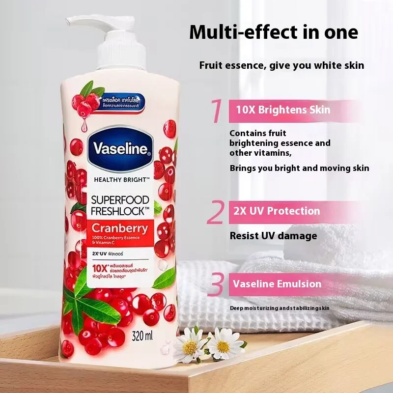 Vaseline Cranberry Essence Body Lotion with Vitamin C Moisturizing Brightening Skin Cream 5