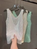 2024 New European and American Sequined V-neck Vest Worn Inside A Suit Bottoming Shirt and Worn Outside A Sparkling Top