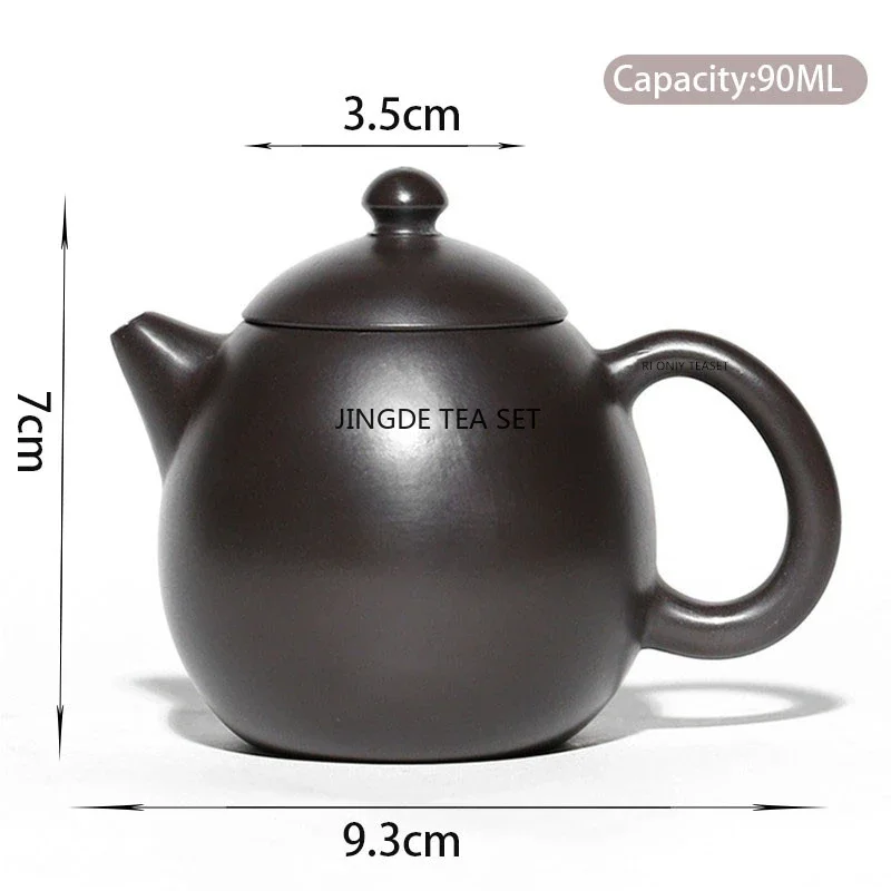 90ml Chinese Yixing Small Capacity Purple Clay Teapot Handmade Dragon Egg Tea Pot Raw Ore Black Mud Kettle Zisha Tea Set Teaware
