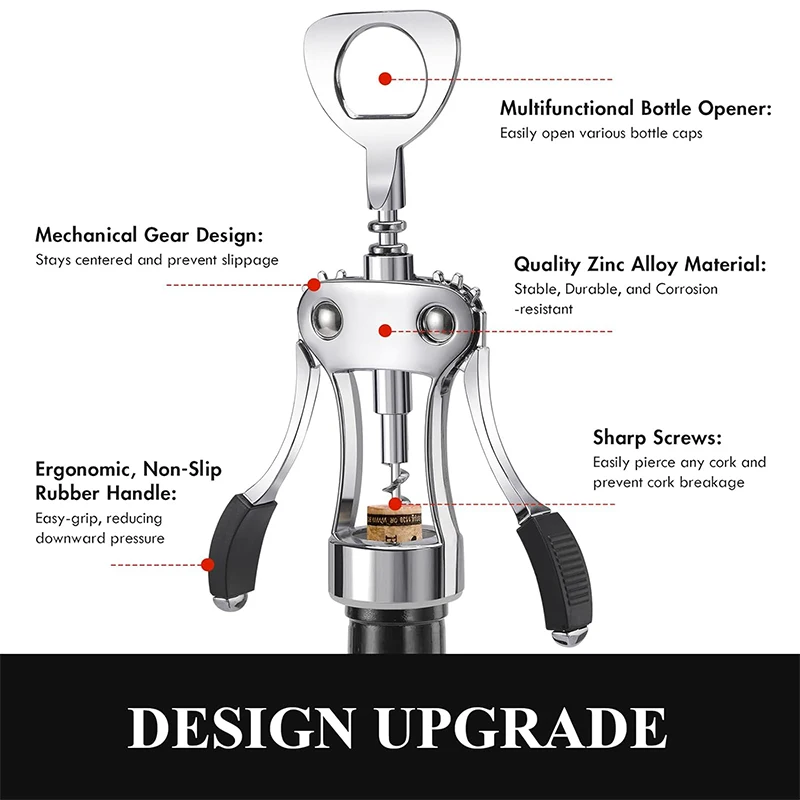 Deluxe Heavy-Duty Zinc Alloy Wing Wine & Beer Bottle Opener