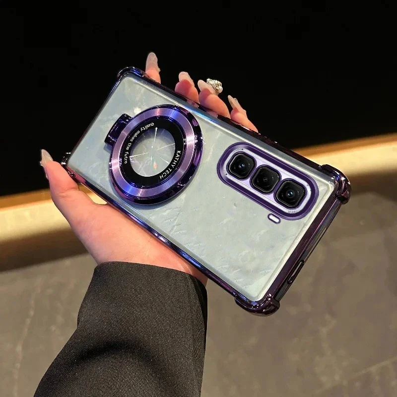 Luxury Plating Stand Shockproof Clear Case - Enhanced Design and Protection