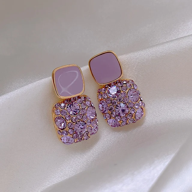 Earrings Retro Temperament Europe and America 2020 New High-quality Purple Earrings Female Exquisite Niche Fashion Stud Earrings 1