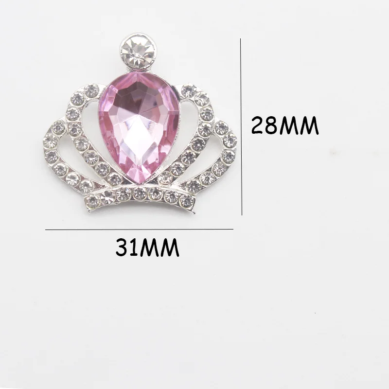 10 Pcs 28*31mm 아크릴 라인스톤 크라운 DIY 버튼 보우 실버 플랫 바닥 공예 장식 버튼 sewingaccessories 스냅 버튼
