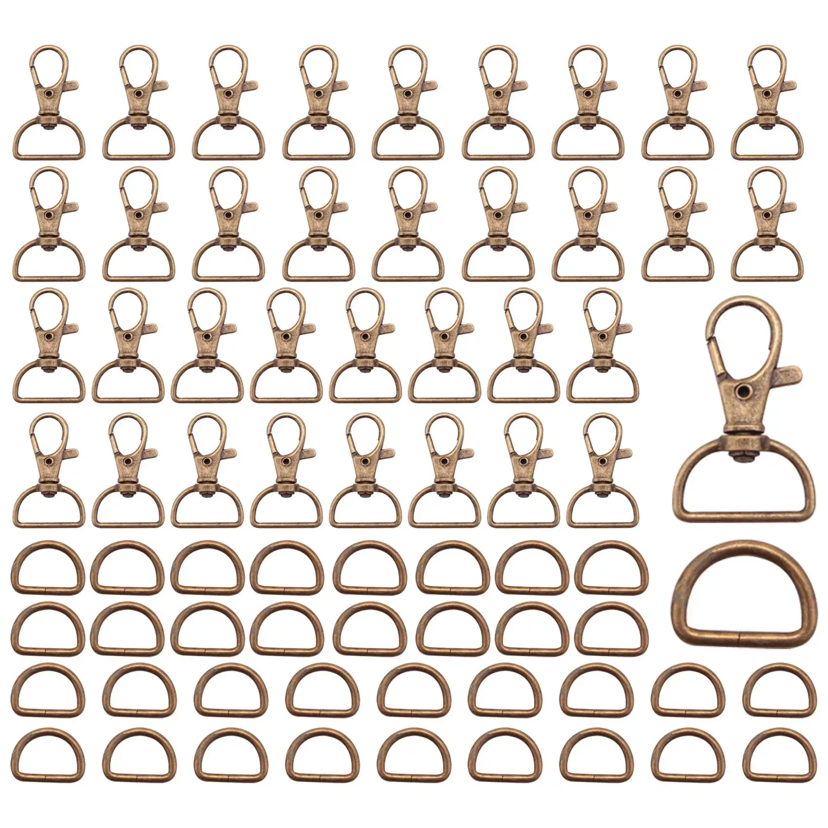70 Pcs Keychain Hooks and D Rings Swivel Snap Hooks Lobster Claw