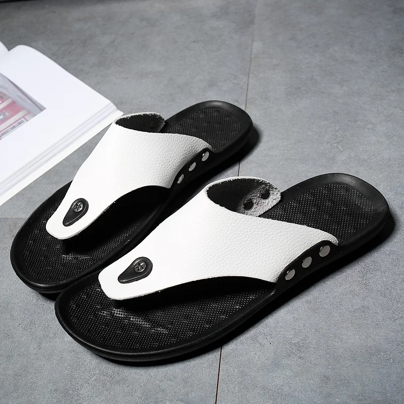 YRZL Slippers Summer Flip-Flops for Men Beach Slippers Brown Sandals Comfortable Shoes Non-Slip Bathroom Shoes  Men Slides