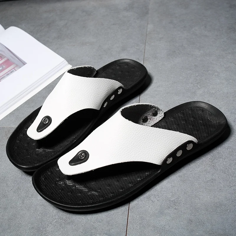 YRZL Slippers Summer Flip-Flops for Men Beach Slippers Brown Sandals Comfortable Shoes Non-Slip Bathroom Shoes  Men Slides — view 2