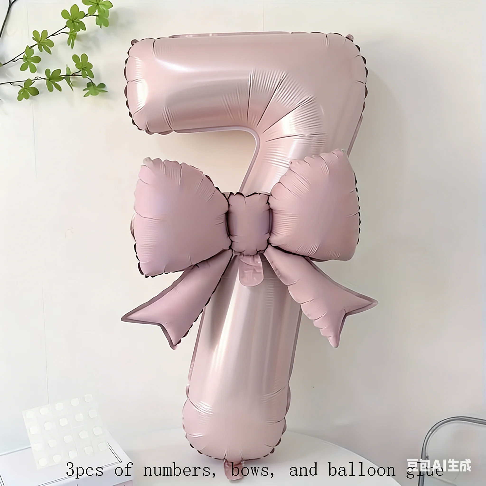 Pink 32-Inch Foil Number Balloon with Bow - Perfect for Celebrations and Decor