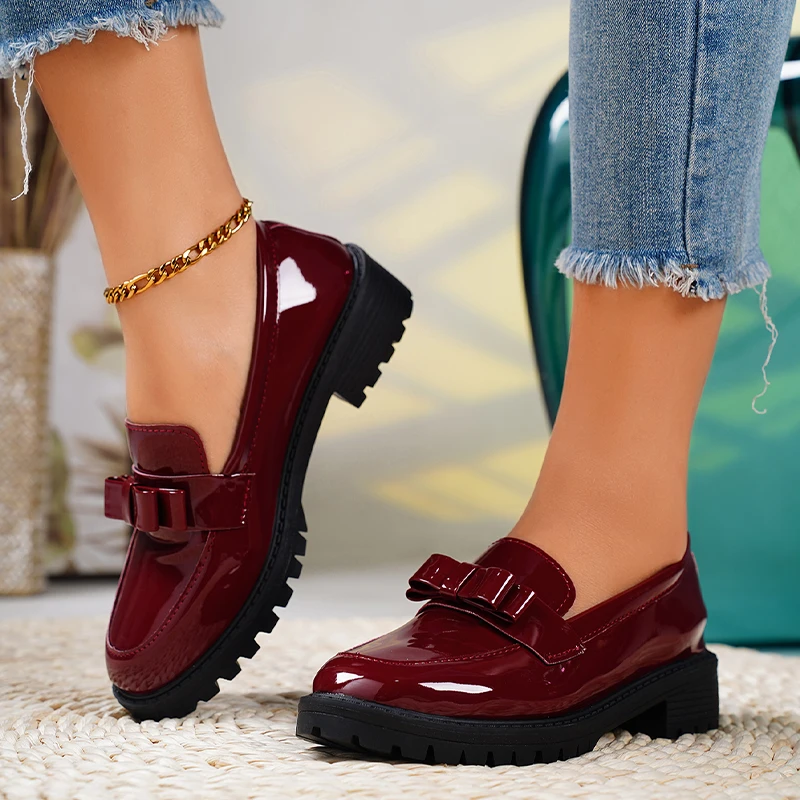 

Bow Women Loafers Summer Shallow Luxury Shoes 2024 Designer Platform Flats Shoes Dress Elegant Retro Brand Zapatillas De Mujer