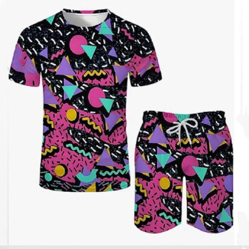 Mens 3D Print Casual Tracksuits Streetwear Oversized Clothing