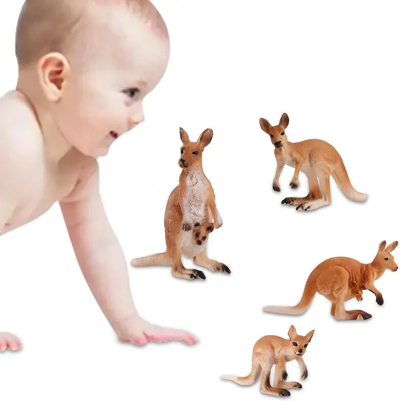 

4pcs Wildlife Kangaroo Figures 4pcs Animal World Animal Figures Animal Learning Party Favors Toys Educational Forest Farm Toys