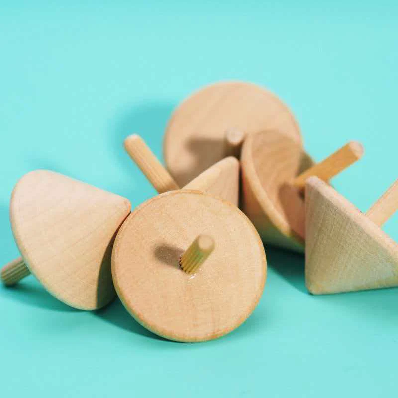 Wooden Spinning Top Unfinished Kids Educational Toys Party Favors Goodie Bag Stuffers Bulk Classroom Prizes Gifts Boys Girls - 4