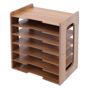 7Tier Widen Wood Office Paper Organizer for Desk Desktop File Holder Desk Letter Tray & A4 Paper Sorter 36*25*38.5cm 1