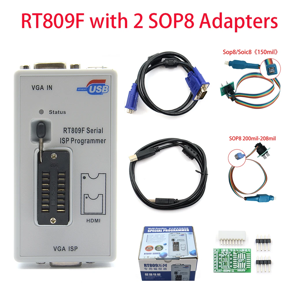 

Программатор RT809F ISP/RT809, ЖК-программатор usb с адаптером SOP8 100%-208MIL, инструменты для ремонта 24-25-93 serise IC, 150/200 оригинал