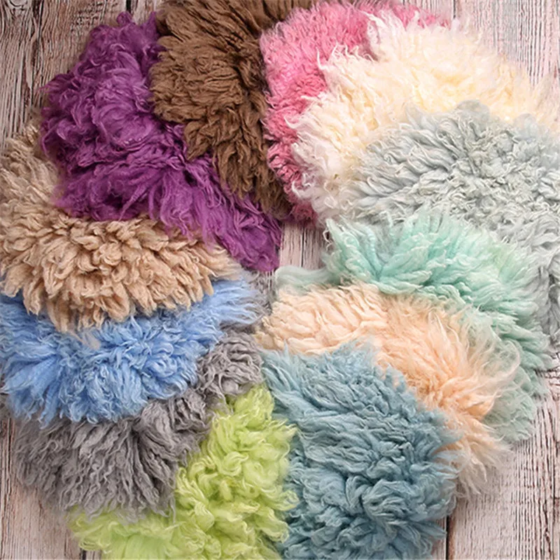 100% Tappetini in lana Flokatti Coperta per fotografia per bambini Avvolgere neonato Puntelli Flokati per neonati Servizio fotografico Accessori Fotografia - immagine 2