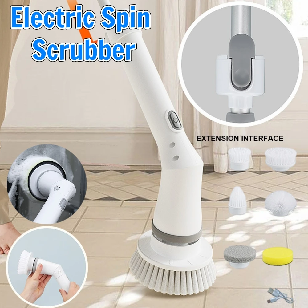 Electric Spin Scrubber Power Brush Shower Scrubber, Cordless and Handheld Bathroom  Scrubber with 4 Replaceable Cleaning Brush He - AliExpress