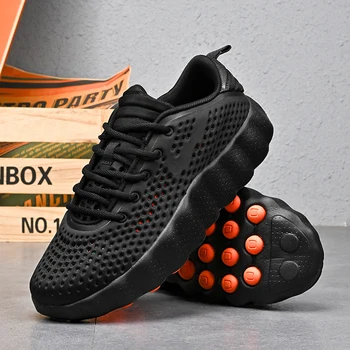  Men's Breathable Thick Sole Massage Casual Sneakers Non-slip Woman Running Shoes Comfortable Outdoor Walking Jogging Footwear 1
