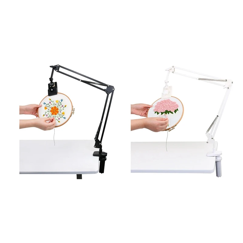 Adjustable Embroidery Hoop Stand-Folding Embroidery, 360 Degree Rotating Crossstitch Stand For Needle Point Projects A Durable