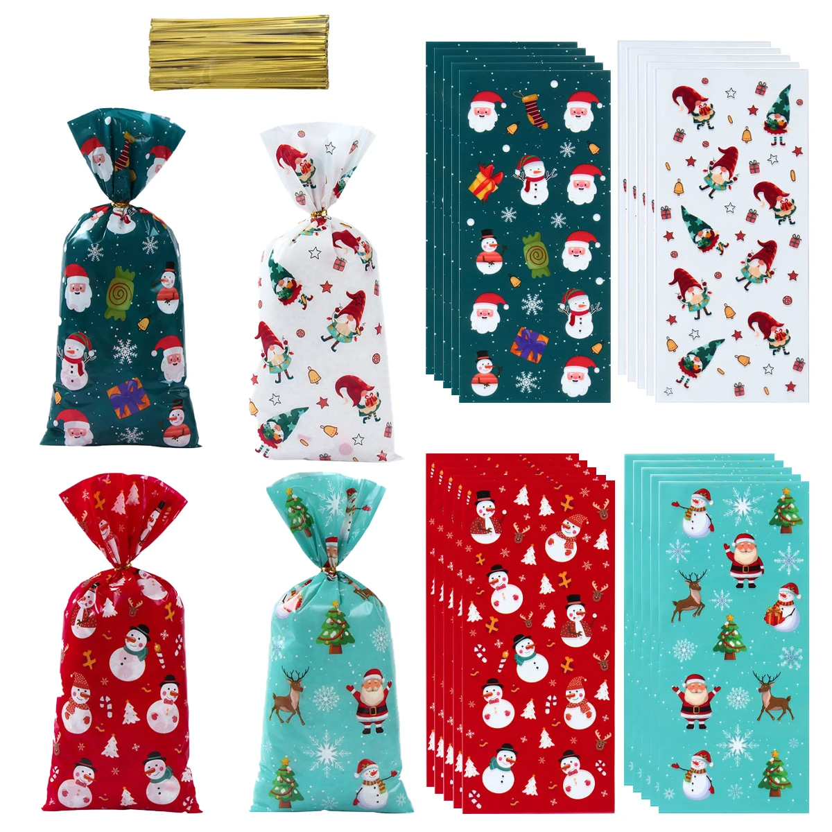25/50/100pcs Santa Claus Snowman Candy Bags Christmas Plastic Gift Bag Merry Christmas Decorations Noel Gifts New Year gift bags christmas gift bags christmas candy packaging