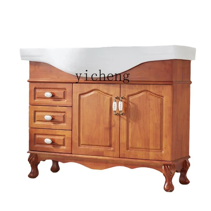 

Zk Solid Wood Chinese Style Washstand Oak Big Belly Basin Narrow Side Hand Washing Washbasin