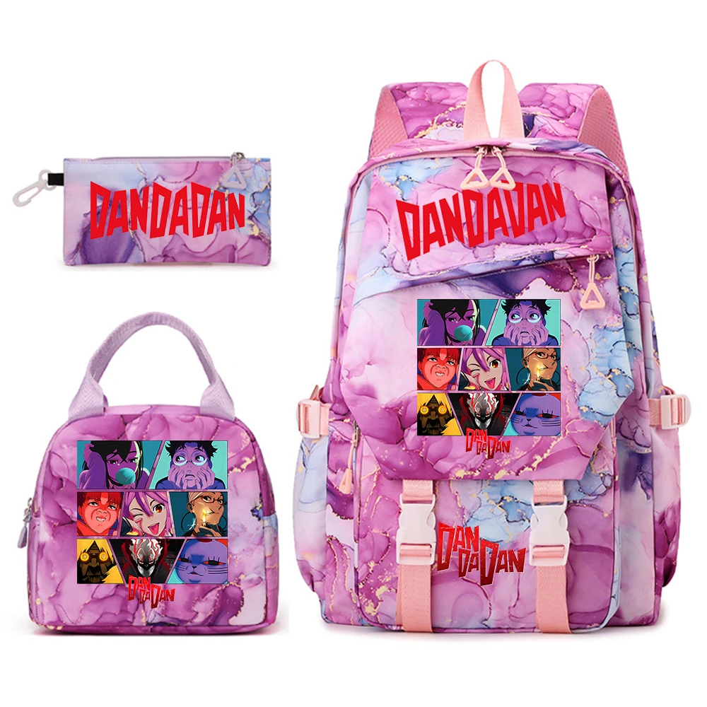 Dandadan Anime School Backpack Set for Kids 3-in-1 Lightweight Student Bookbag with Lunch Pouch and Pencil Case 1