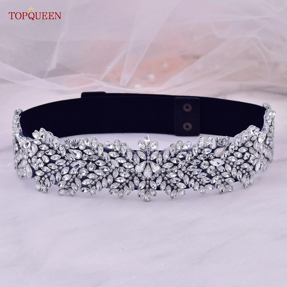 TOPQUEEN S05-B Elastic Belts for Women Fashion Belt for Party Prom Dress Wedding  Belt for Bride Dress Plus Size Jewelery Belt