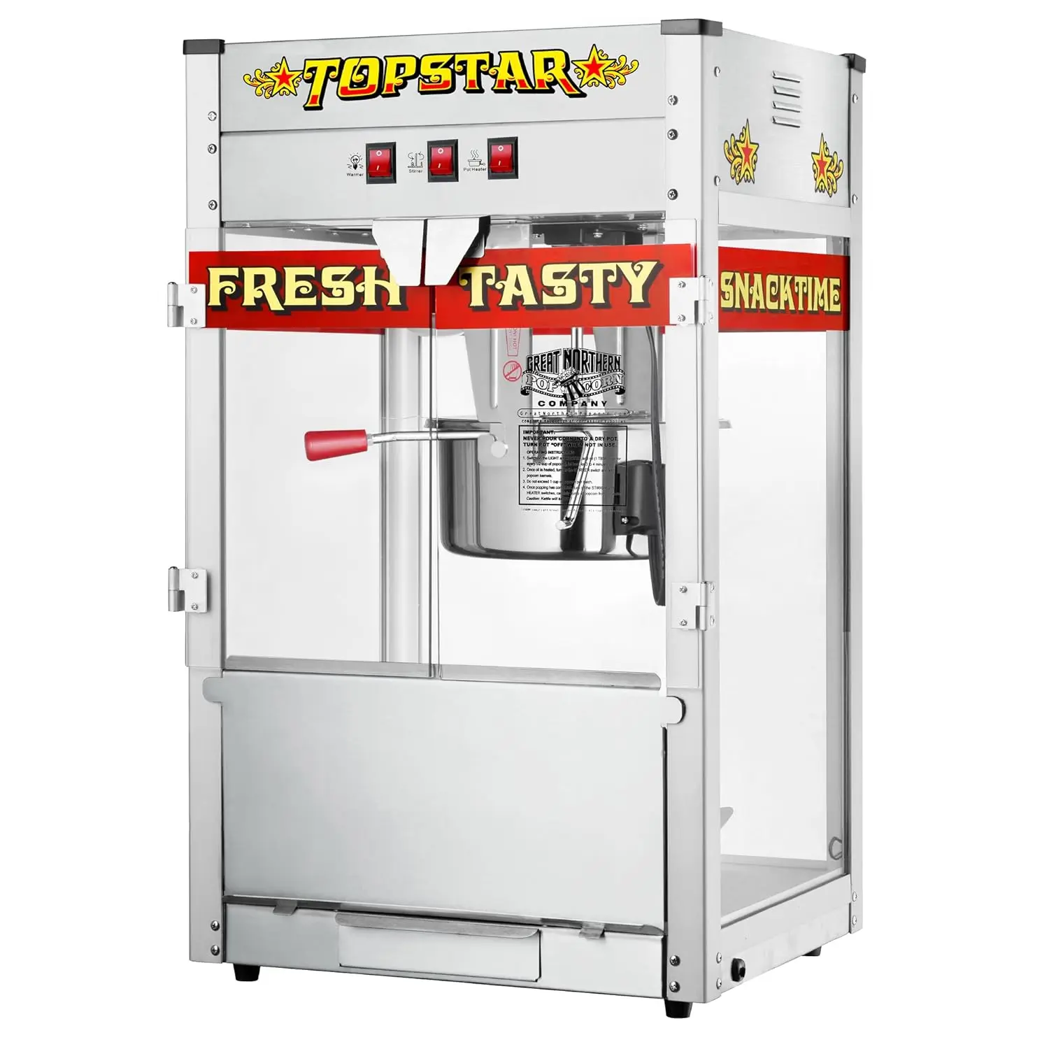 Popcorn Machine - 12oz Stainless-Steel Kettle, Reject Kernel Tray, Warming Light, and Accessories by Great Northern Pop 2