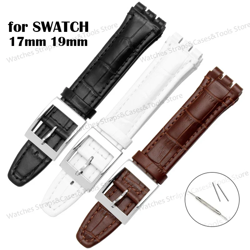 

Ремешок из натуральной кожи для часов Swatch 17 мм 19 мм, водонепроницаемый браслет из воловьей и бамбуковой кожи с металлической застежкой, деловые аксессуары для мужских и женских часов