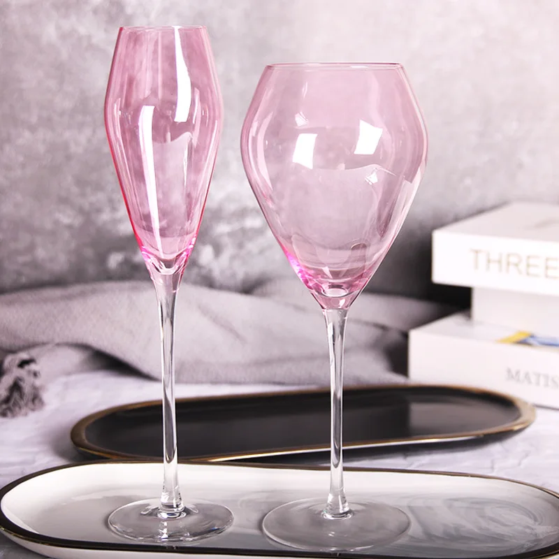 Nordic Vertical Grain Slanted Glass Goblet Wine Glasses Lead-Free Crystal  Champagne Cup Bar Home Light Luxury Hand Blown Barware - AliExpress