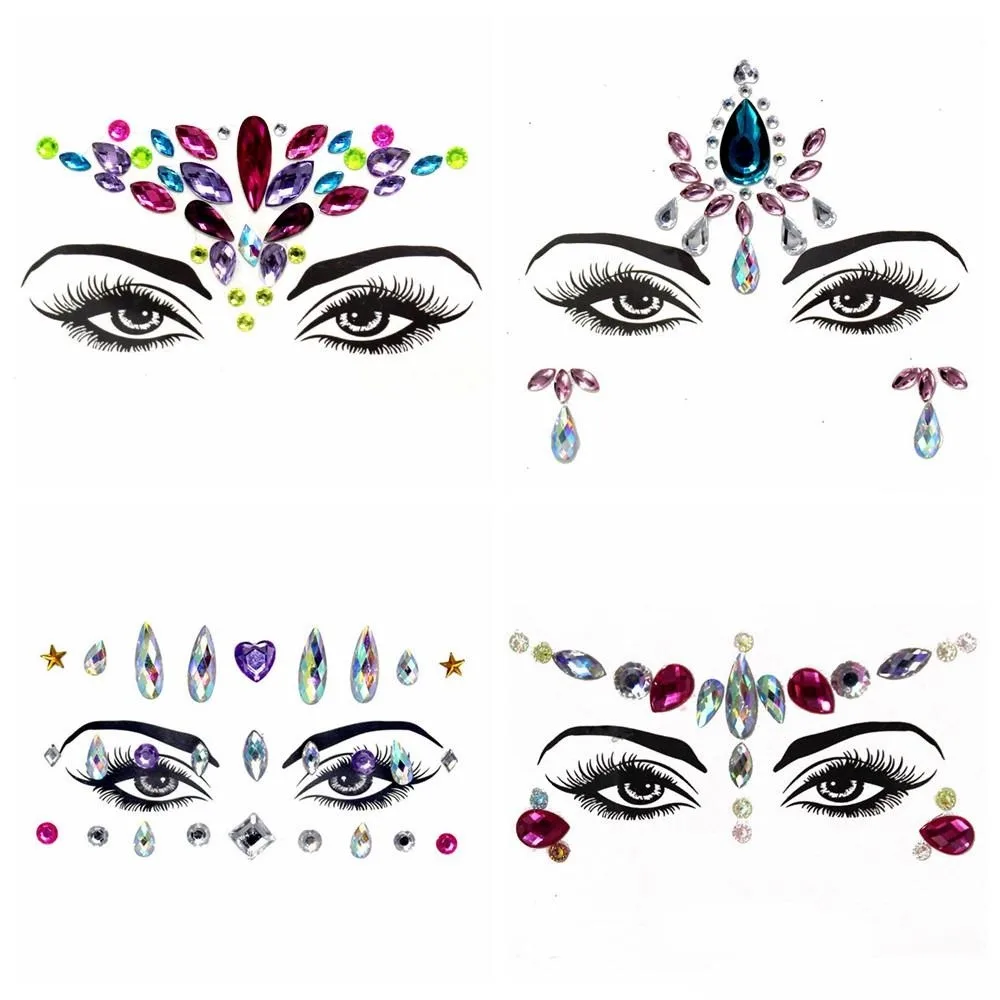 

Face Tattoo Stickers Glitter Jewels Metallic Temporary Eyes Sticker Fake Tattoos for Festival Masquerade Party Face Body Makeup