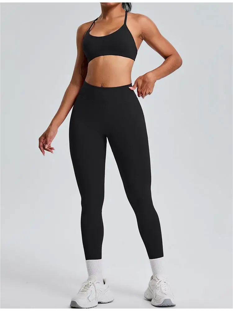 Yoga Pants Women Solid Color Waist Yoga Pants Peach Seamless Tights Lift Hip Slim Fitness Ankle-length Pants