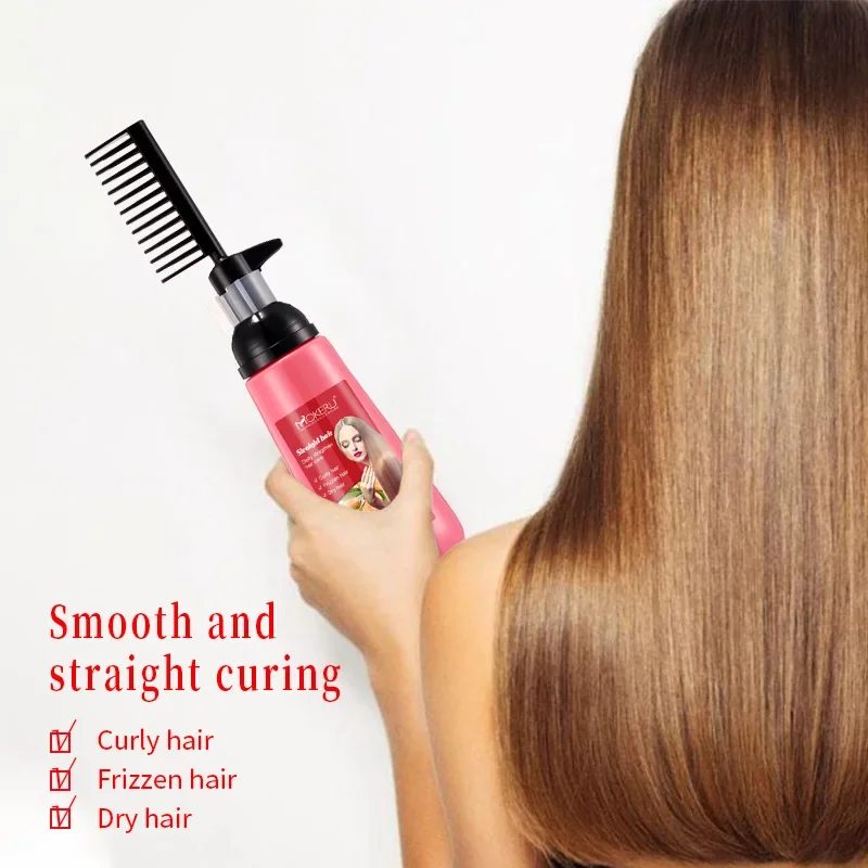 Hair Straightener Cream Herbal Keratin Straight Hair Cream Comb Professional Care Don't Hurt Effective Softener