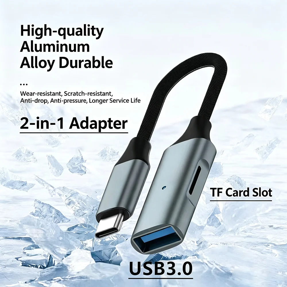 마이크로 SD 카드 리더 (2in1) USB A to USB C 어댑터 (아이폰 17, 16, 15 Pro Max 카메라 메모리 스틱, 아이패드, 맥북, 타입 C 폰용)