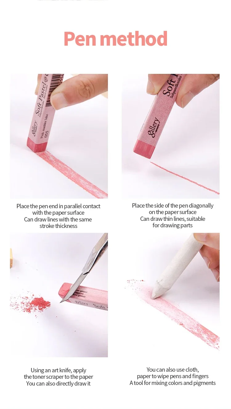 MUNGYO 6 Stück/Set weiche Pastellkreide/Kreidestifte/Wachsmalstifte, ungiftig, zum Verschmieren/Überlappen von Farben, zum Zeichnen, Skizzieren, Graffiti, Kunstbedarf – Detail 5