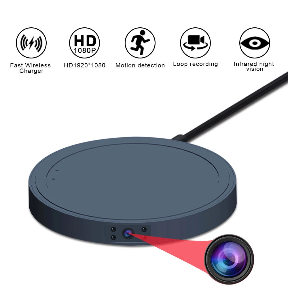 Mini Camera MD19 Fast Wireless Charger for iPone Samsung Phone HD 1080P Night Vision Micro Cam Motion Detection Video Recorder |