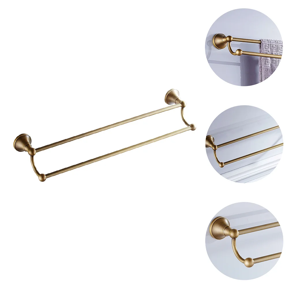 

Двойная вешалка для полотенец, домашний держатель, полка для хранения в ванной комнате, Настенная латунь