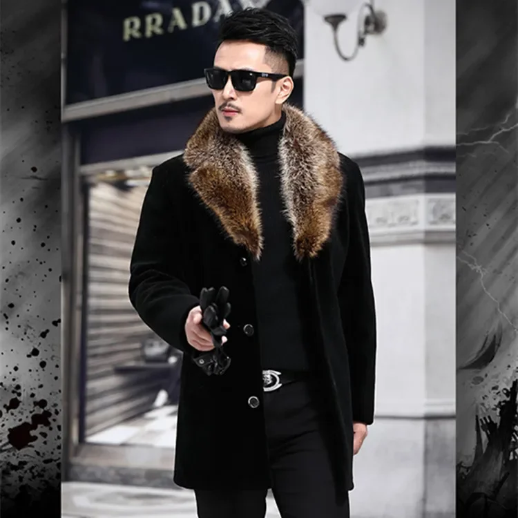 

New Woolen Coat, Men's Single Breasted Thickened Medium Length Woolen Trench Coat, EBay Woolen Collar Woolen Coat Men Jacket