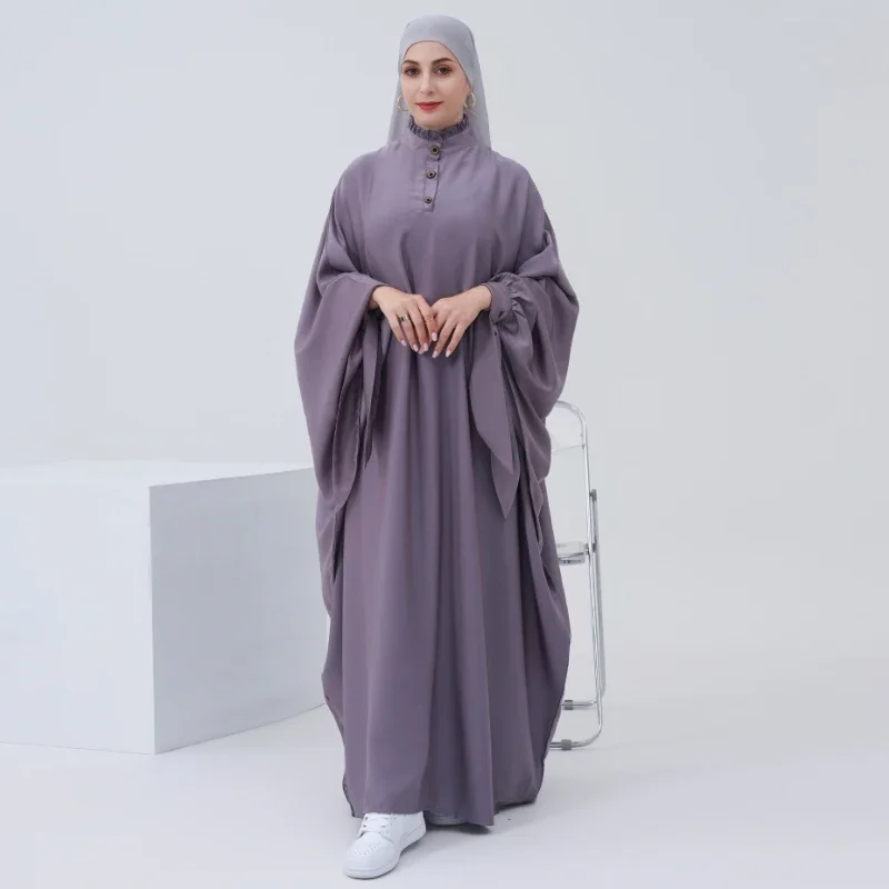Muslim Abaya Dress Dubai Cotton Linen Turkish Hijab Dresses Loose Batwing Abayas for Women African Kaftan Robe Eid Mubarak Islam