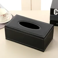 High-Quality Leather Paper Drawer, Living Room, Household Tissue Box, Creative PU Napkin Paper Box, Car Mounted Tissue Paper Box 2