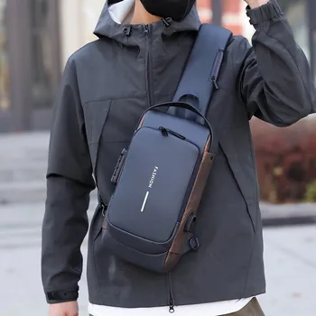 Men's Anti-Theft Chest Bag with Password Lock & USB Port, Waterproof Crossbody Sling Backpack for Travel, Work, Cycling 1
