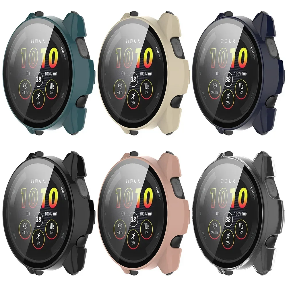 Watch Screen Protector Case Tempered Glass+Case For Garmin Forerunner 165 PC Hard Screen Protector All-around Bumper Protective Cover for Garmin 165 Music