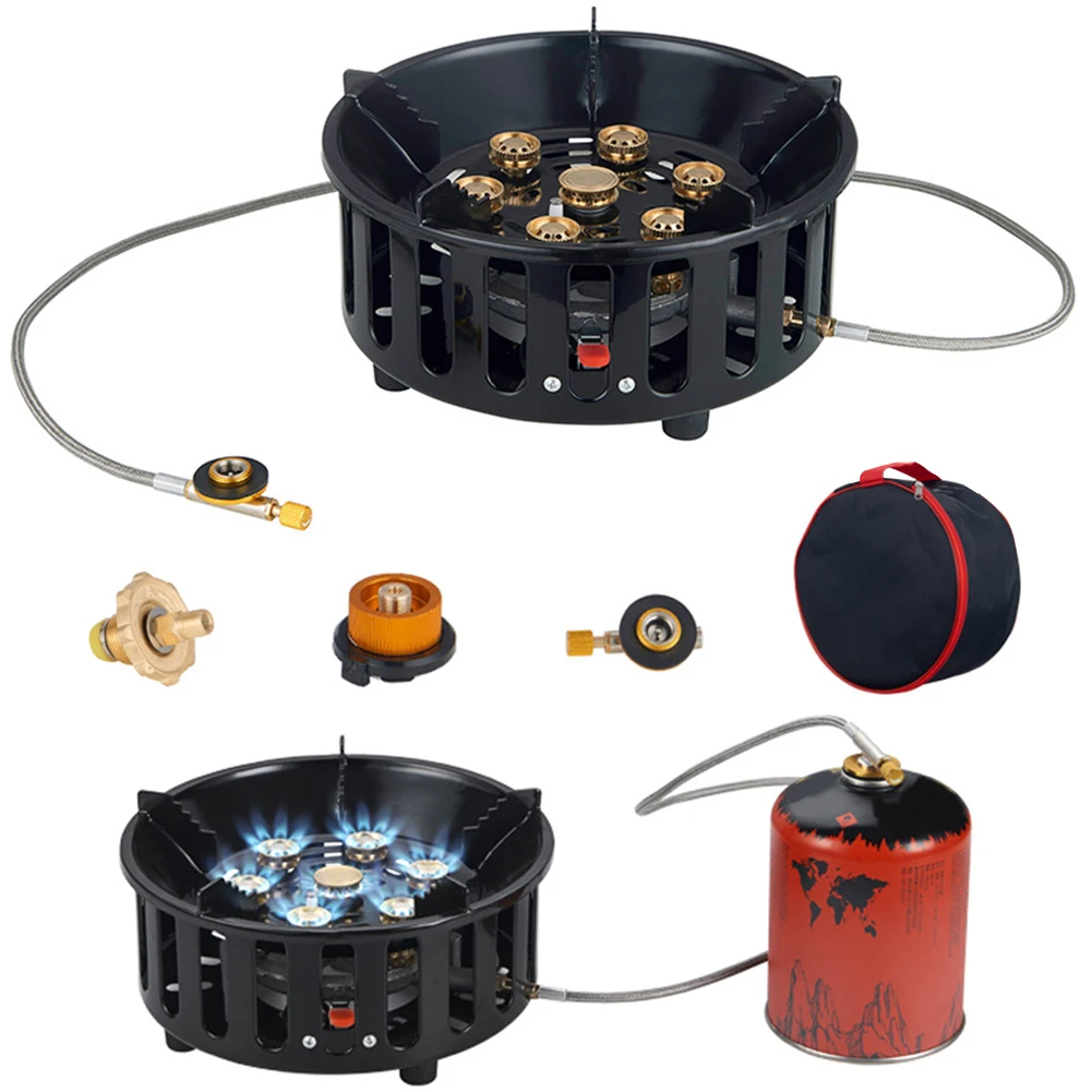 21000W Electronic Ignition Gas Stove with Adapter Windproof Camping Stove Metal Barbecue Burner Cookware Cooking Accessory 4 21000W Electronic Ignition Gas Stove with Adapter Windproof Camping Stove Metal Barbecue Burner Cookware Cooking Accessory 4