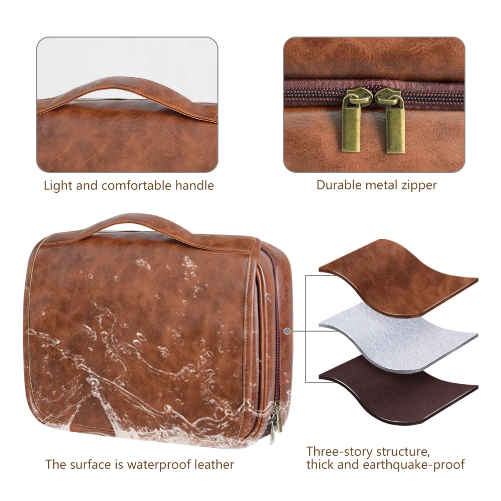 2024 new men's business pu wash bag large capacity high-end storage partition waterproof makeup bag storage bag 4