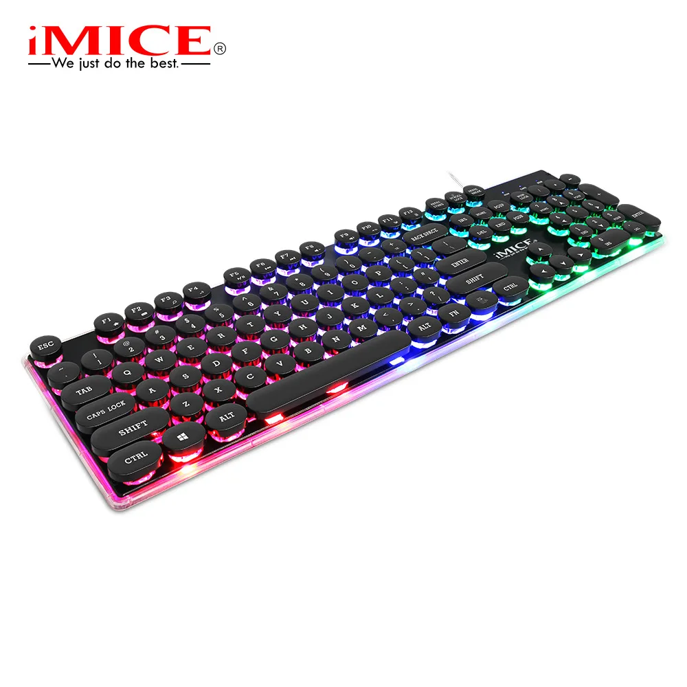 IMICE AK-700 USB Desktop Retro Punk Manipulator Feel Suspension Round Cap Gaming Luminous Gaming Keyboard Mechanical Keyboard pc gaming keypad Keyboards