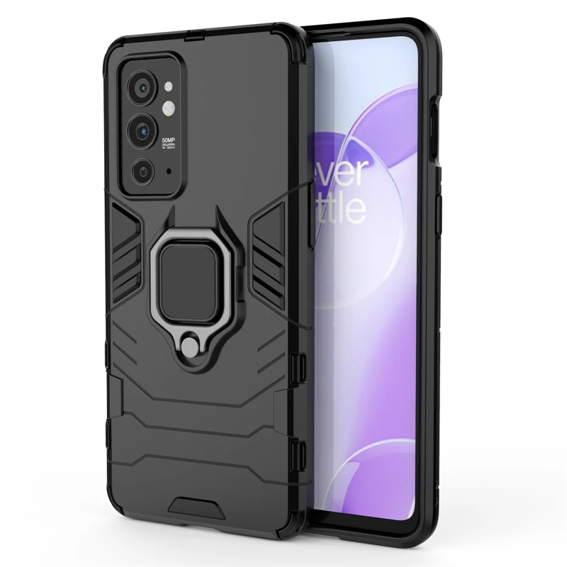 Custodia OnePlus Nord CE 2 5G Cavalletti Per Auto Compatibile Con 1 8 (5G) Cover, Custodia Armor Anello Cavalletto (Funziona Con Il Supporto Magnetico Per Auto) Case Paraurti Per OnePlus 8 (Nero