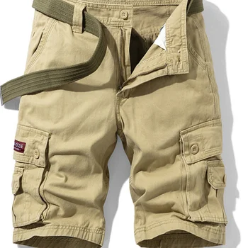 Alternative view of 2025 Summer Men Shorts Fashion Plaid Beach Shorts Mens Casual Shorts Military Short Pants Male Bermuda Cargo Overalls No belt