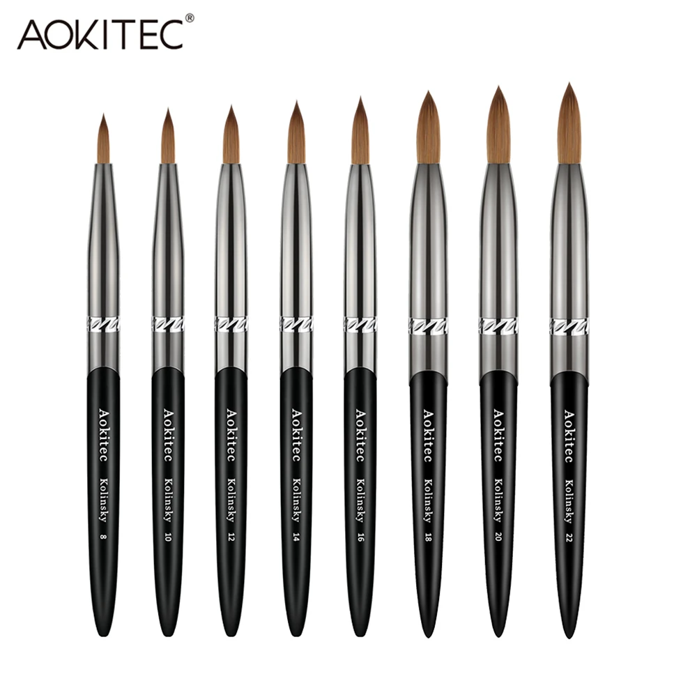 Aokitec Kolinsky Nail Art Brush Set Acrylic UV Gel Extension Pen 8pcs