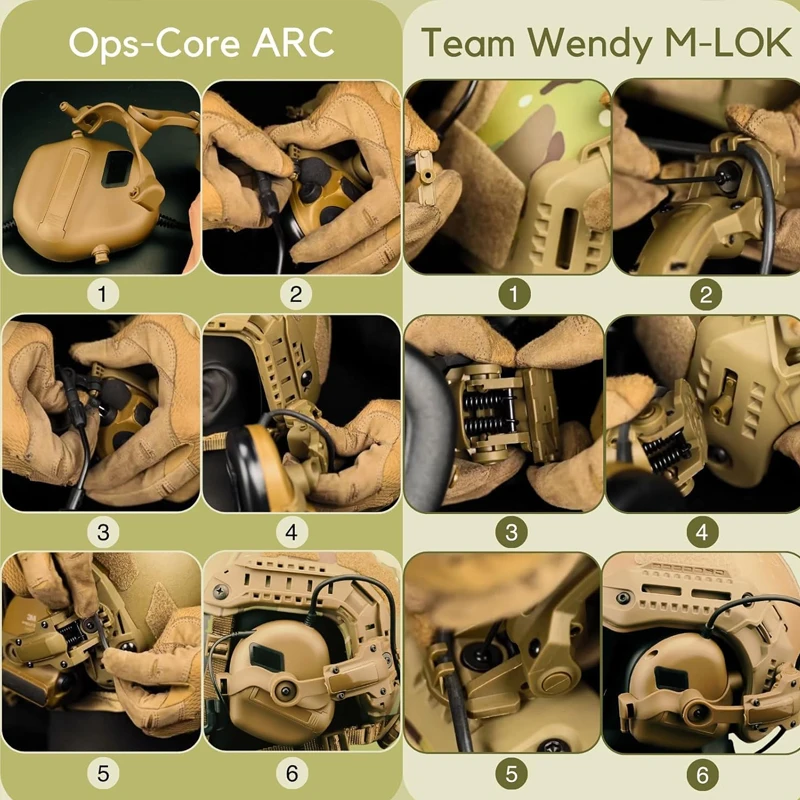 360 Degree Rotating Tactical Headphone Rail Mount for Earmor Headset on Team Wen