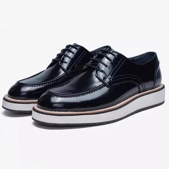 British Men's Dress Shoes High-end Comfortable Derby Shoes Genuine Leather Carved Brock Business Wear-resistant Oxford Shoes Man