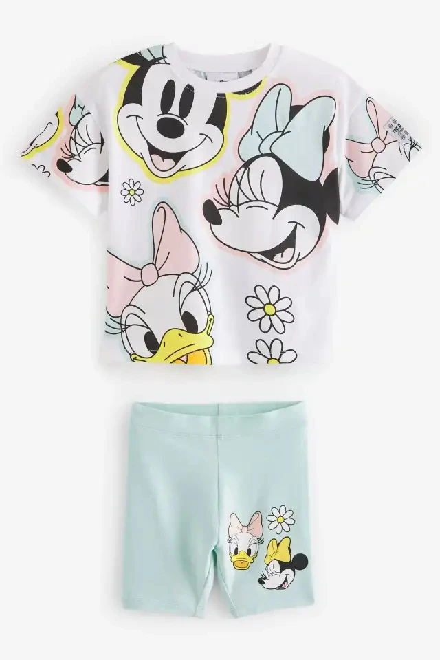 2024 Summer New Disney Mickey Boys Tracksuit Short Sleeved Suit Cartoon Fashion Casual Kids Clothing T-shirt + Shorts Outfits 3